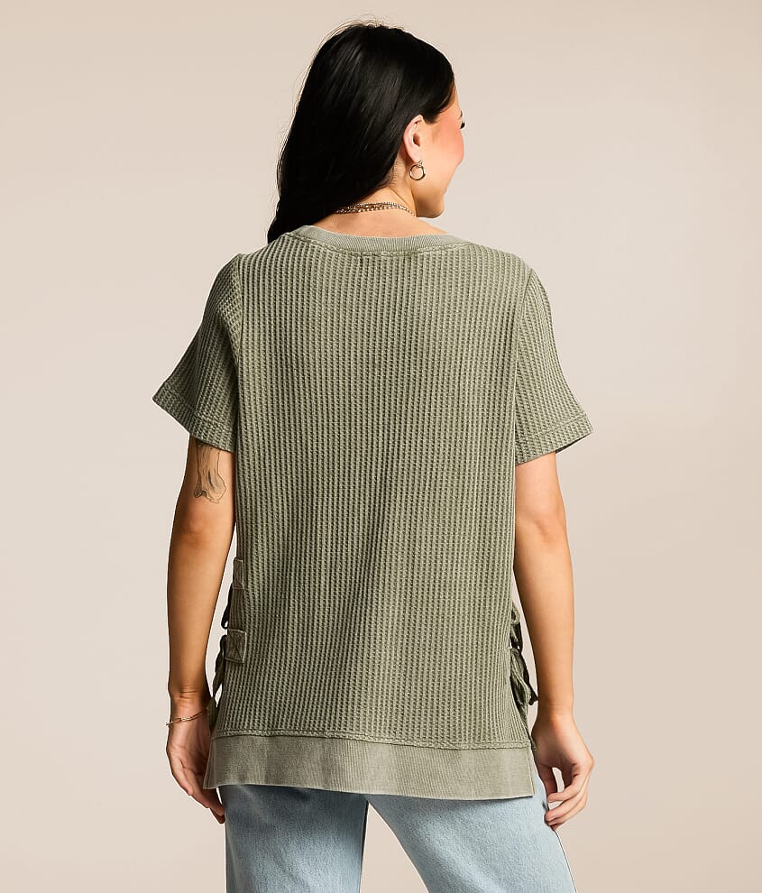 Washed Waffle Knit Top - thumbnail 3