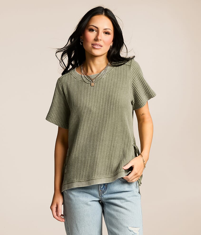 Washed Waffle Knit Top - thumbnail 2