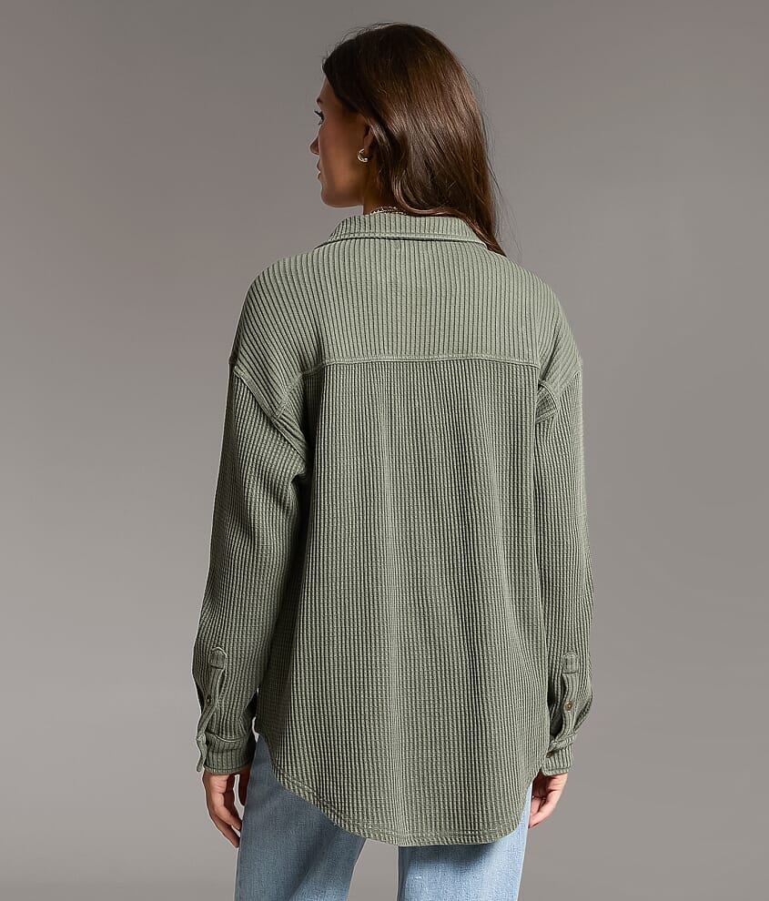 Waffle Knit Boyfriend Shirt