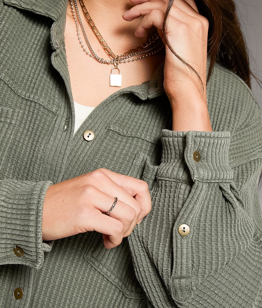 Waffle Knit Boyfriend Shirt