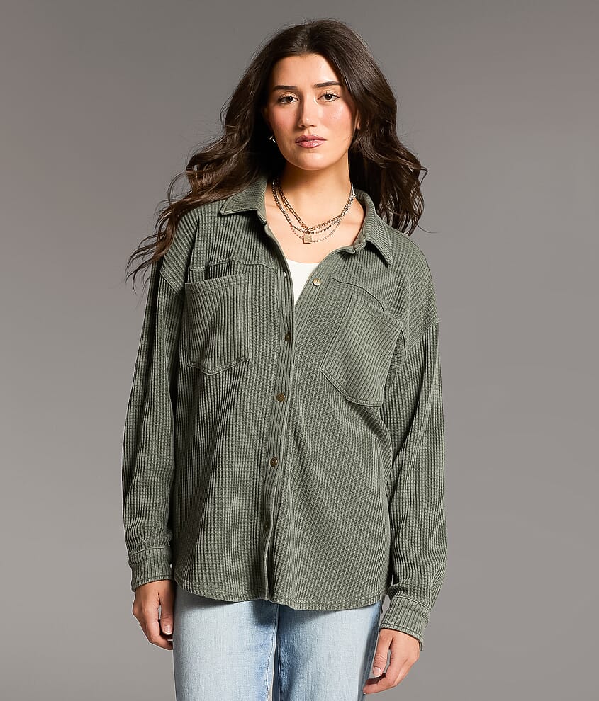 Waffle Knit Boyfriend Shirt