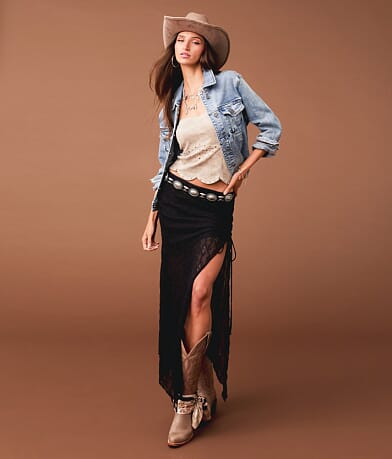 Sterling & Stitch Lace Midi Skirt front view