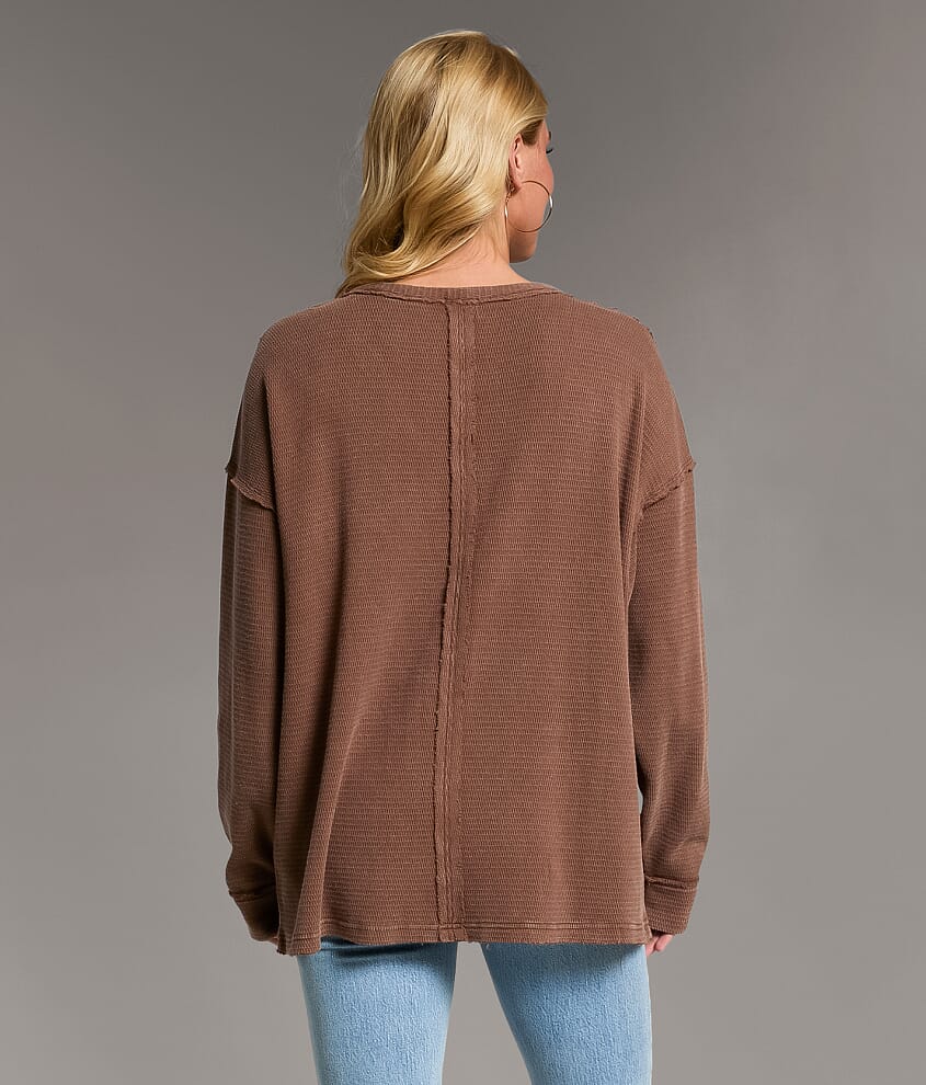 Washed Waffle Cardigan