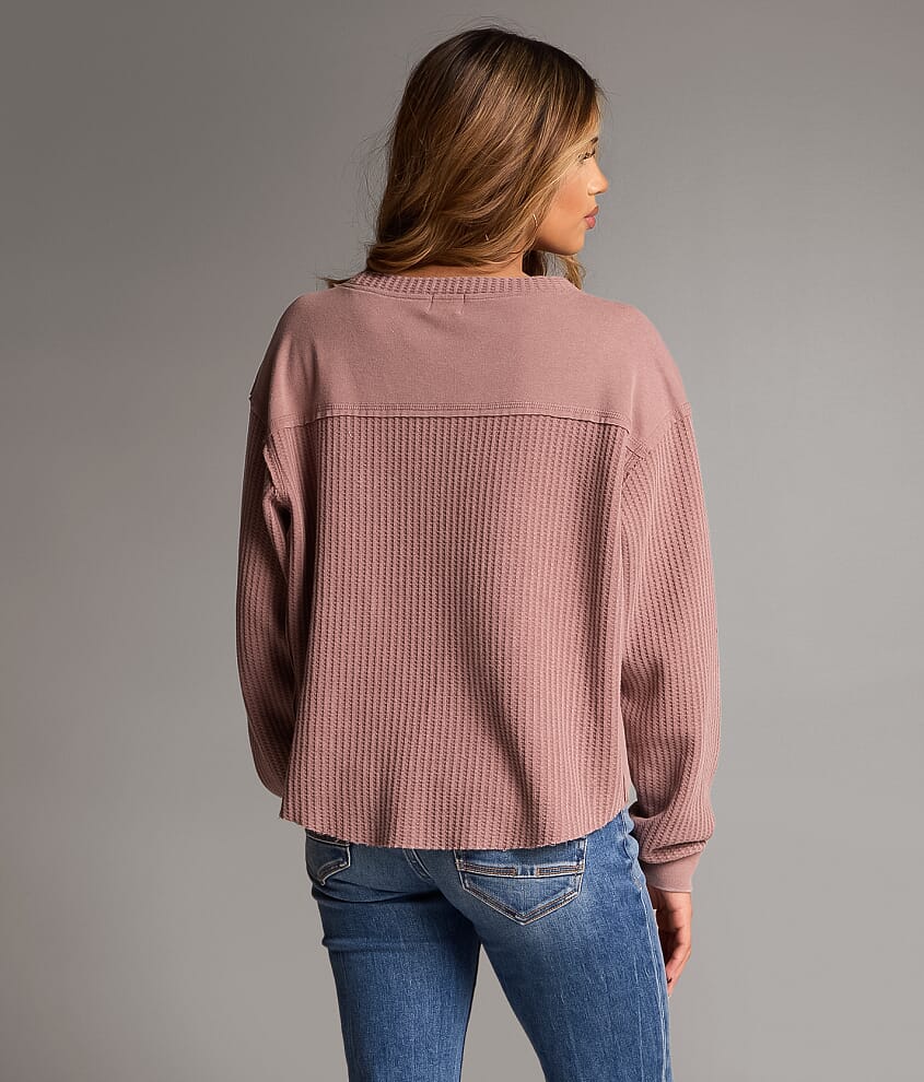 Pieced Waffle Knit Top
