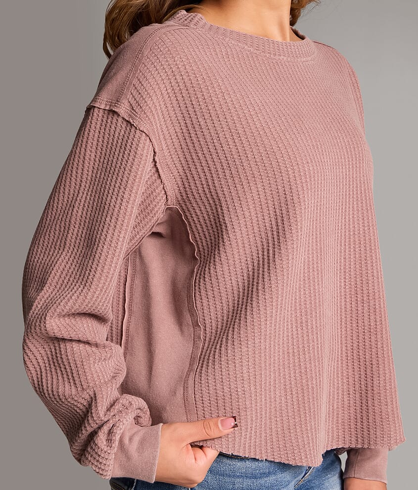 Pieced Waffle Knit Top