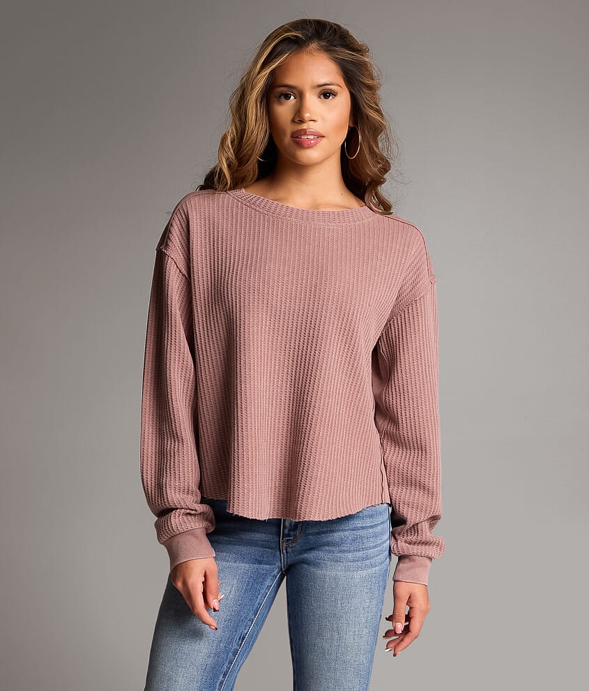 Pieced Waffle Knit Top