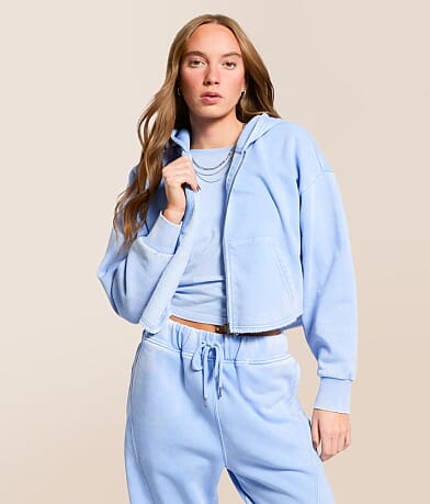 Gilded Intent Cropped Knit Hoodie front view