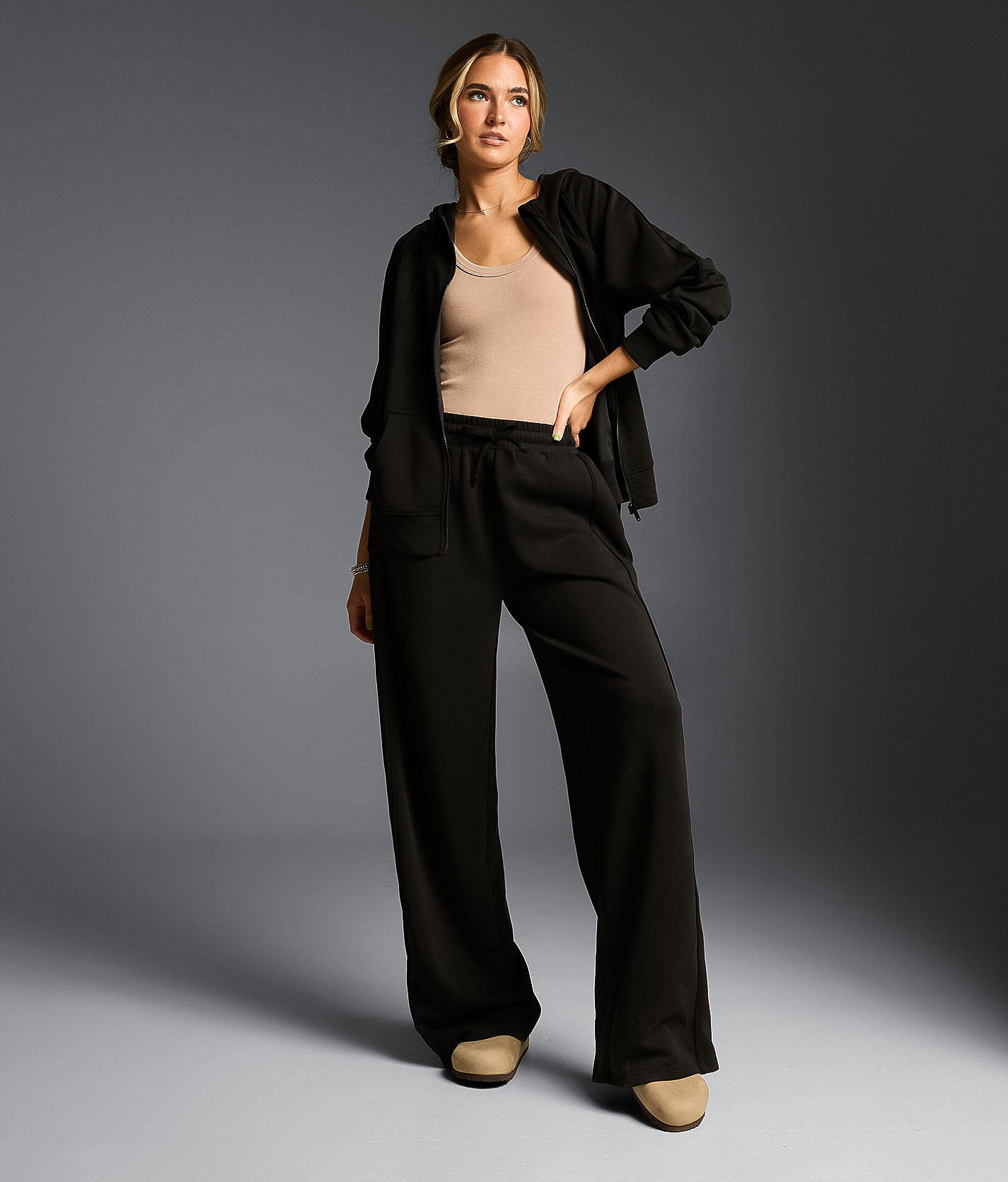 Buckle Black Modal Blend Wide Leg Pant - Women's Pants in Black