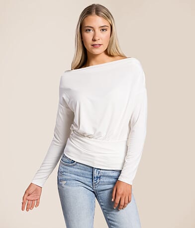 Willow & Root Boatneck Dolman Top front view