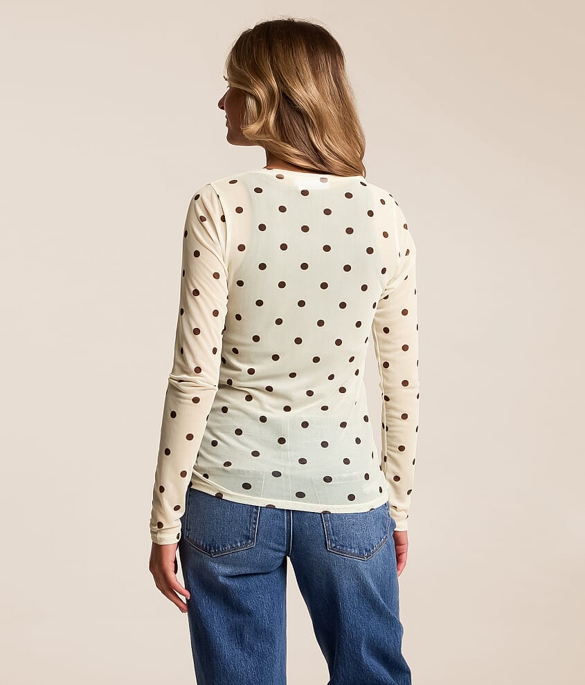 Polka Dot Mesh Top