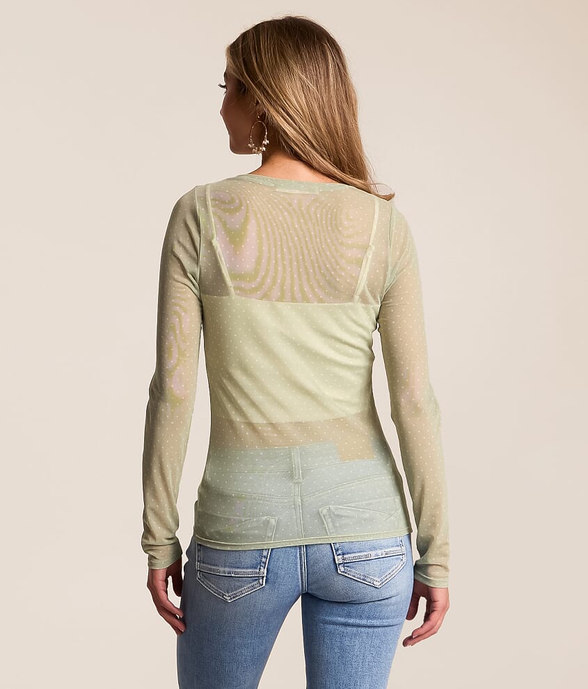 Polka Dot Mesh Top - thumbnail 3