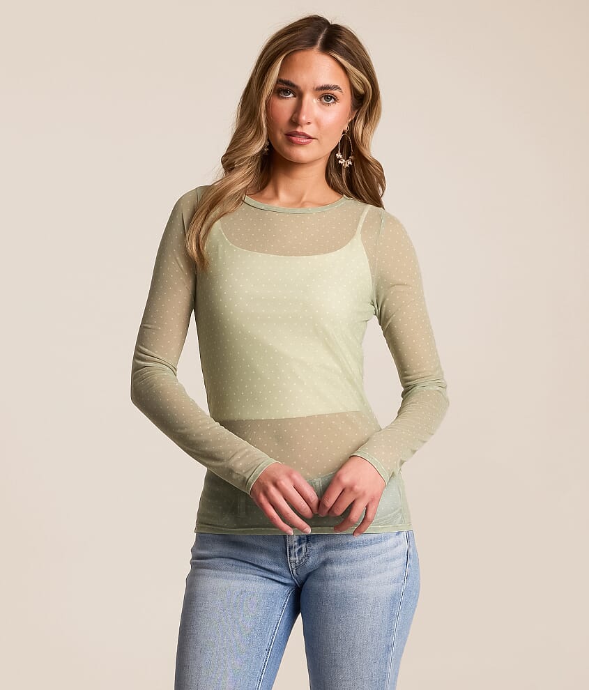 Polka Dot Mesh Top - thumbnail 2