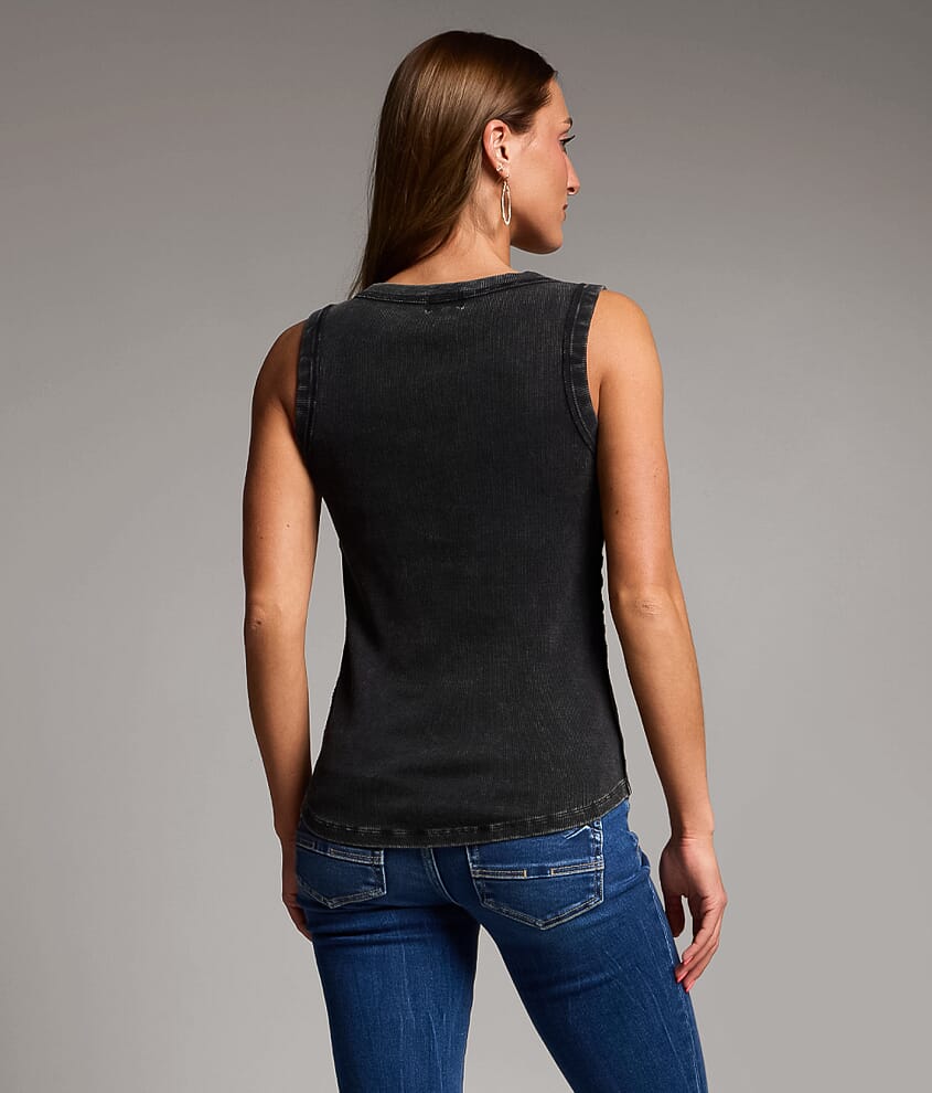 Washed Henley Tank Top
