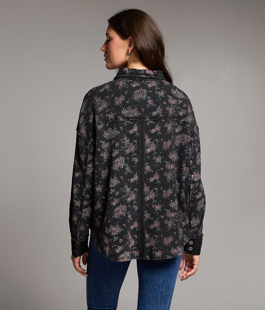 Floral Waffle Knit Shirt - thumbnail 3