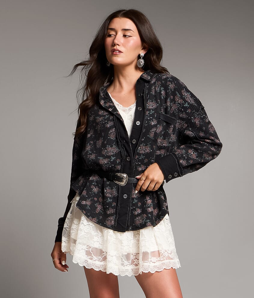 Floral Waffle Knit Shirt
