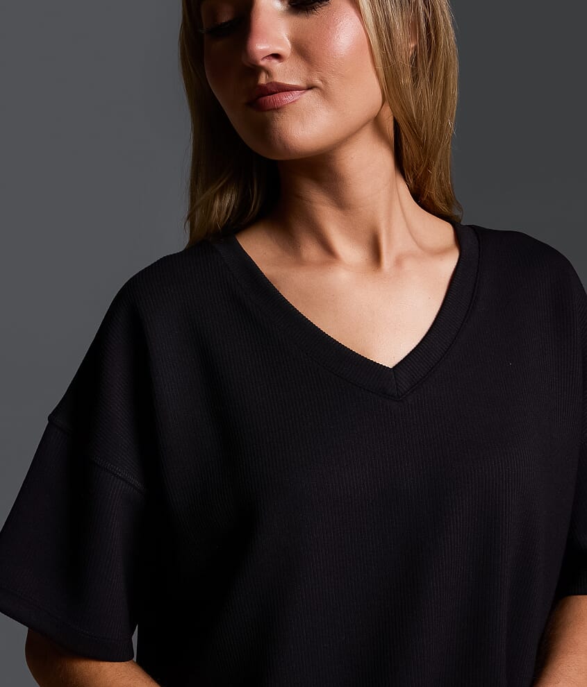 Oversized Rib Knit T-Shirt