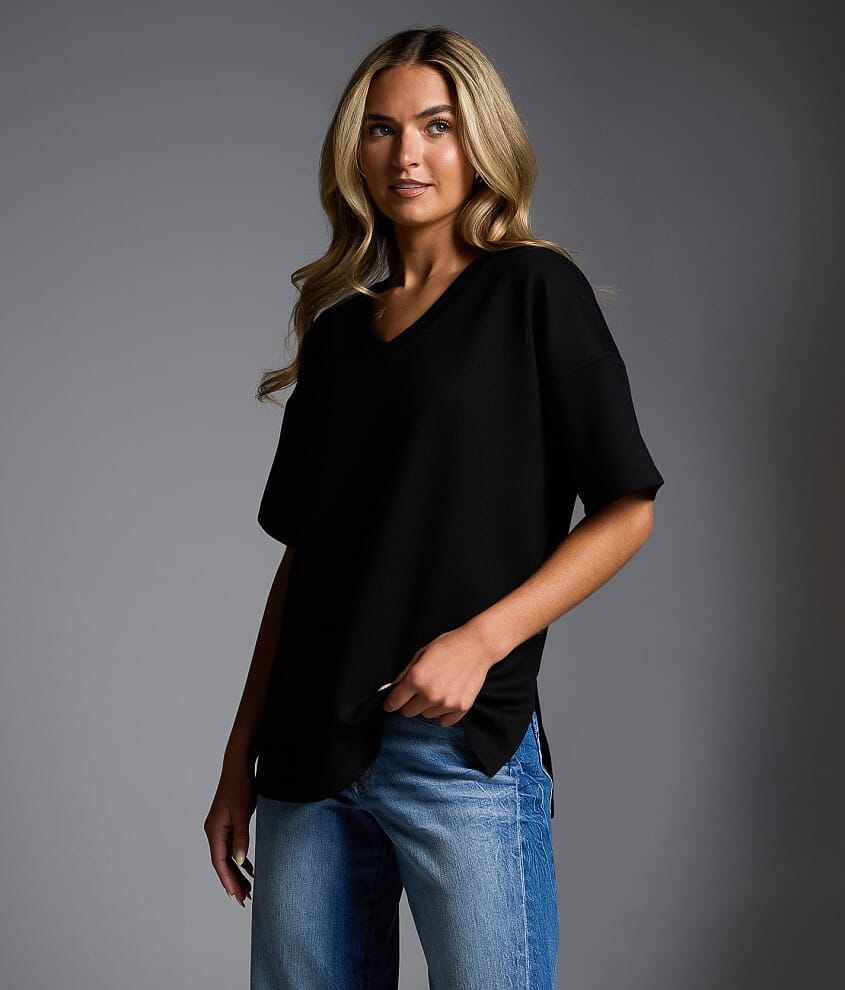 Oversized Rib Knit T-Shirt