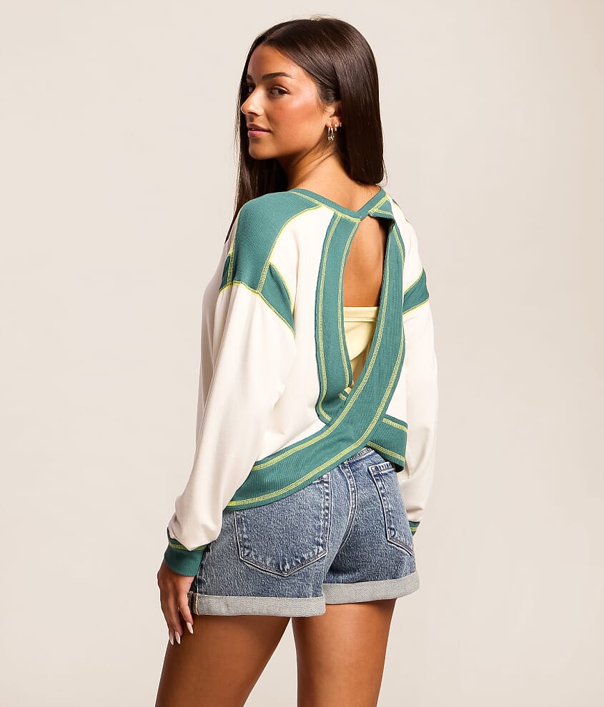 Open Back Color Block Top