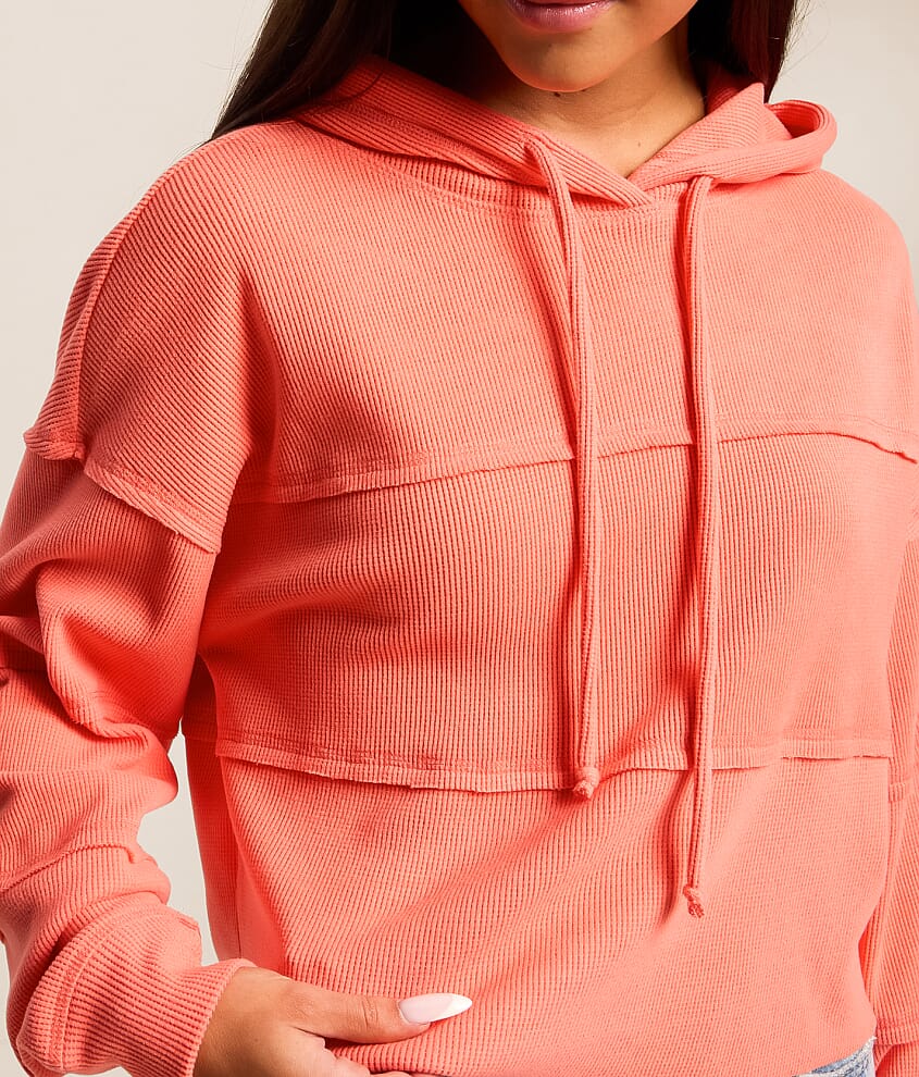 Pieced Waffle Knit Hoodie - thumbnail 4