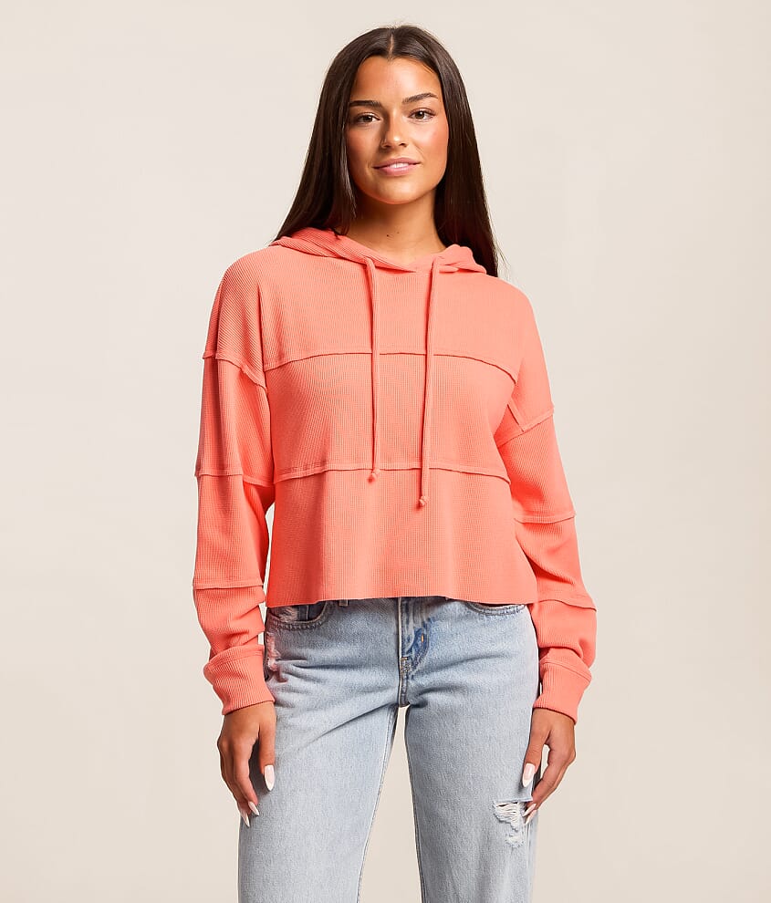 Pieced Waffle Knit Hoodie - thumbnail 2