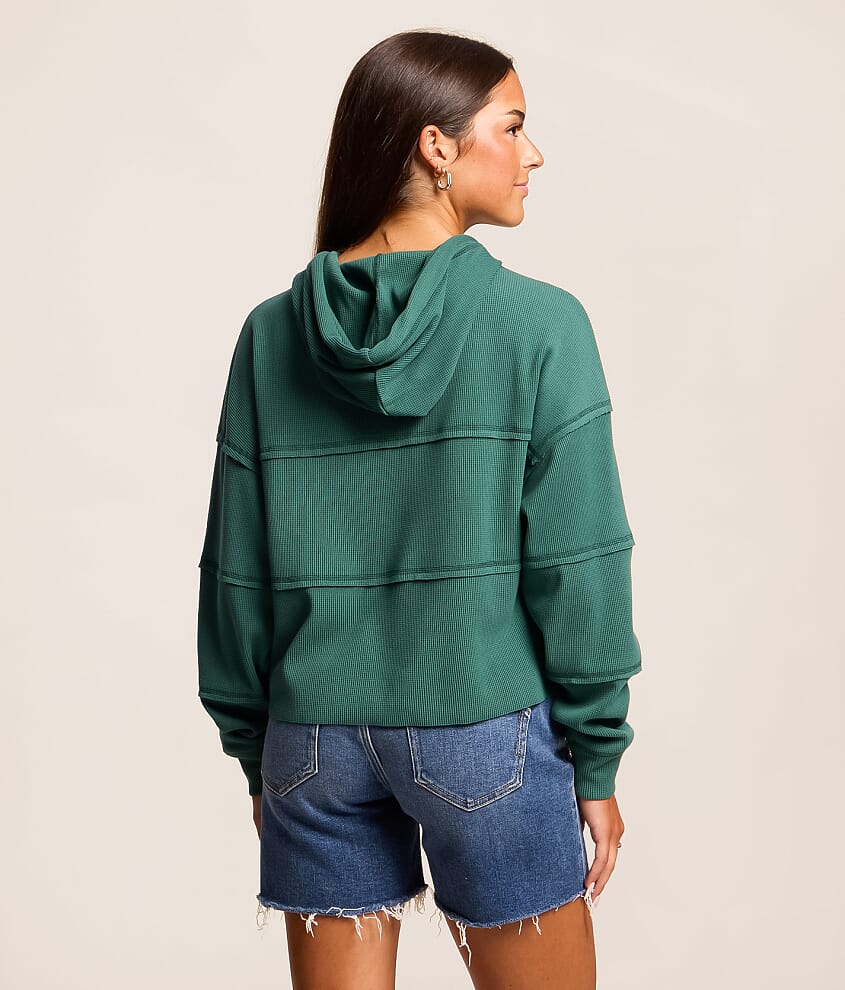Pieced Waffle Knit Hoodie - thumbnail 7