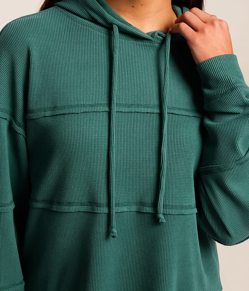 Pieced Waffle Knit Hoodie