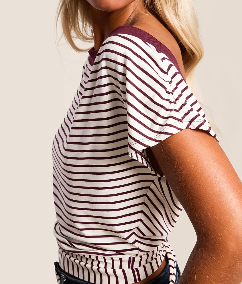 Striped Top With Detachable Scarf