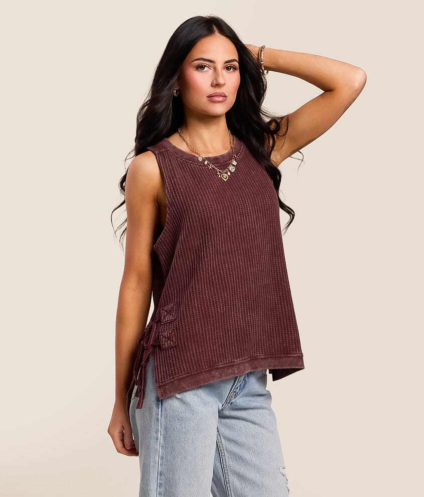Washed Waffle Knit Tank Top