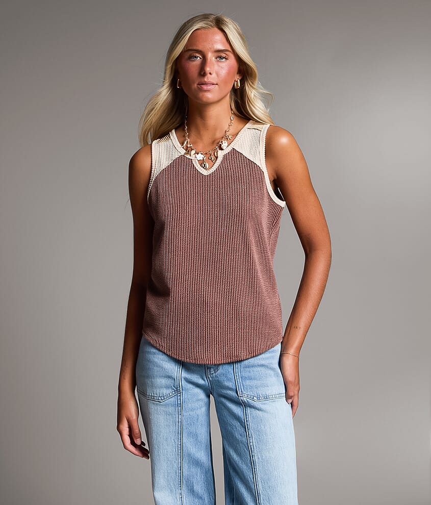 Color Block Ribbed Tank Top