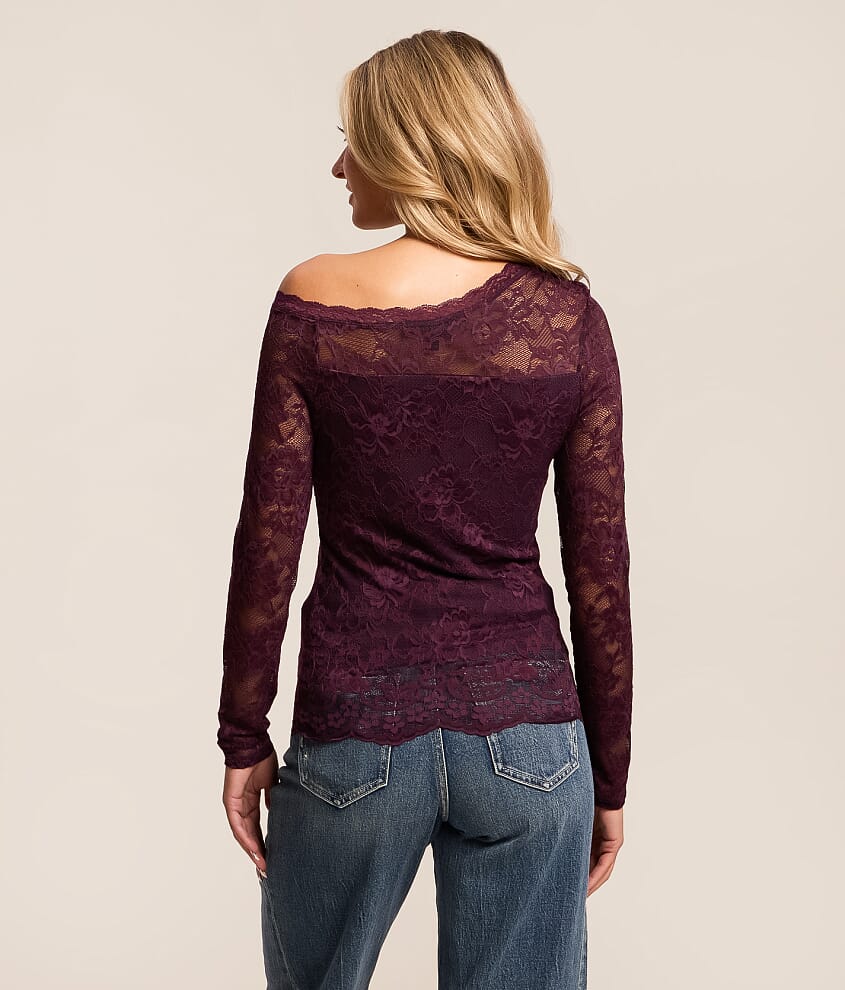 Scalloped Lace Off The Shoulder Top
