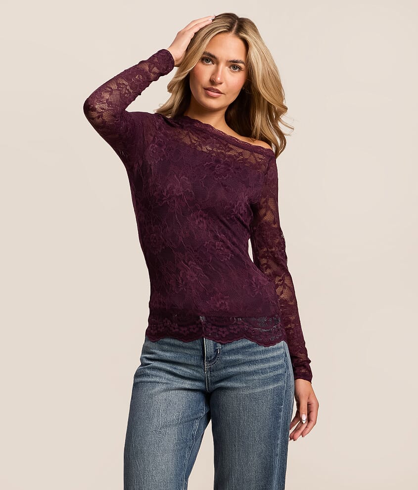 Scalloped Lace Off The Shoulder Top