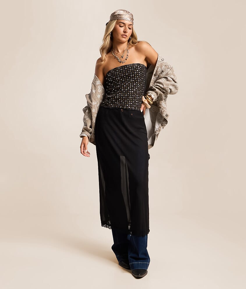 Mesh Maxi Slip Skirt
