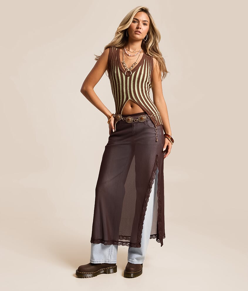 Mesh Maxi Slip Skirt