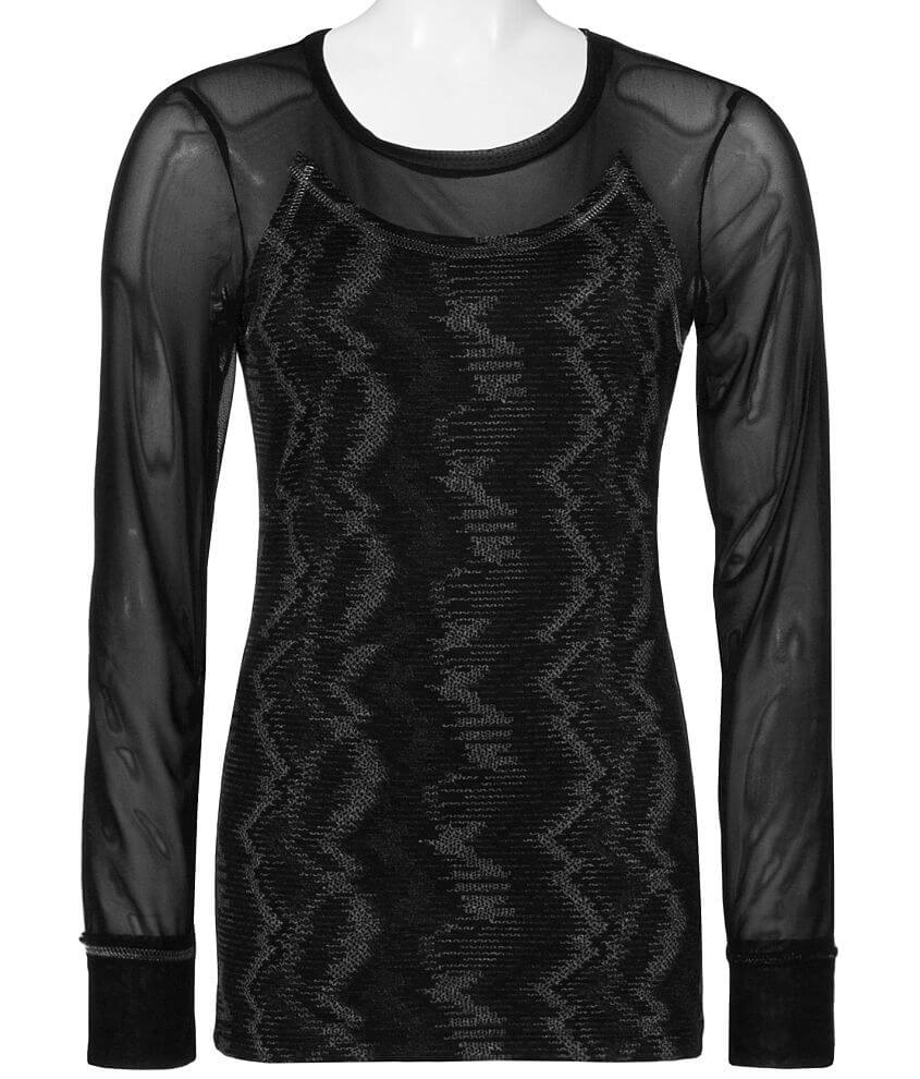 BKE Boutique Mesh Top - Women's Shirts/Blouses in Black | Buckle
