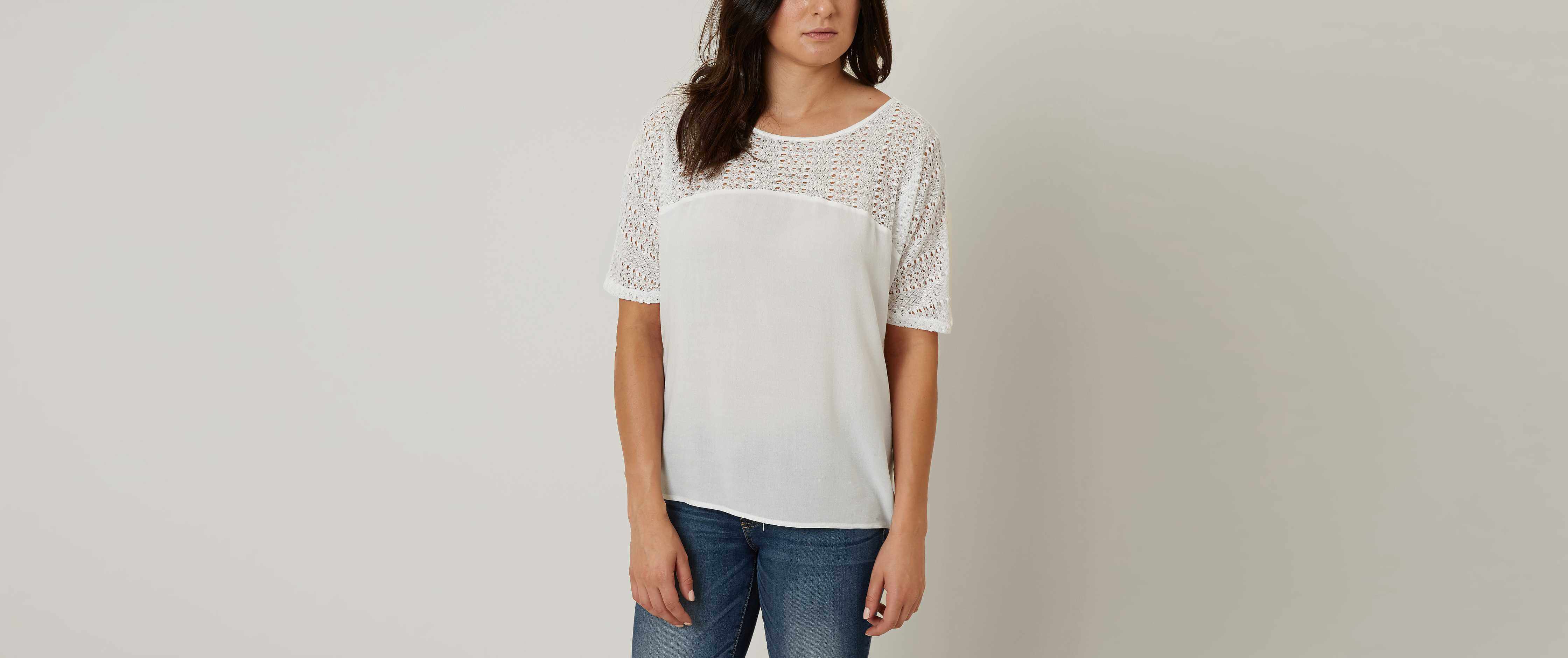 red by BKE Gauze Top Women's Shirts/Blouses in White Buckle