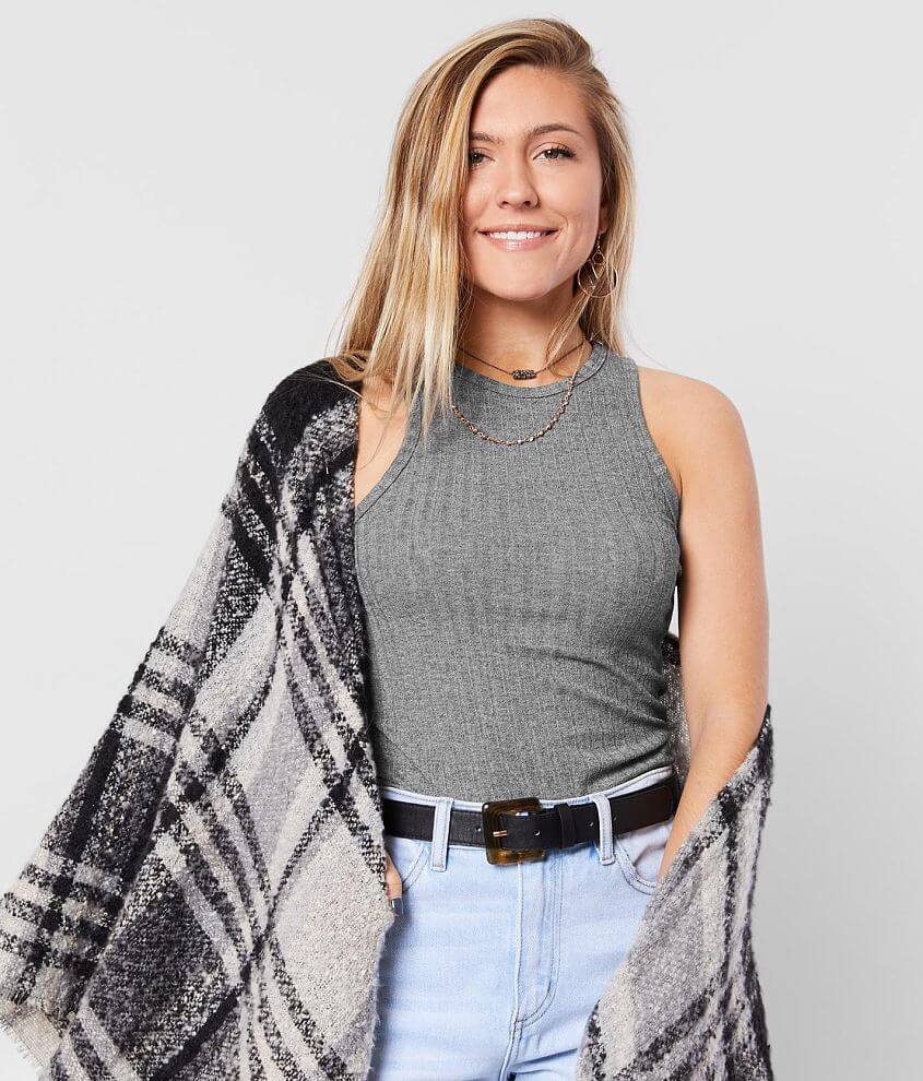 Image of red by BKE Fitted High Neck Tank Top