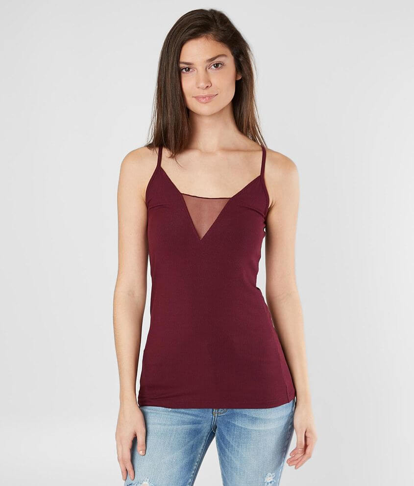 red by BKE Mesh Inset Tank Top front view