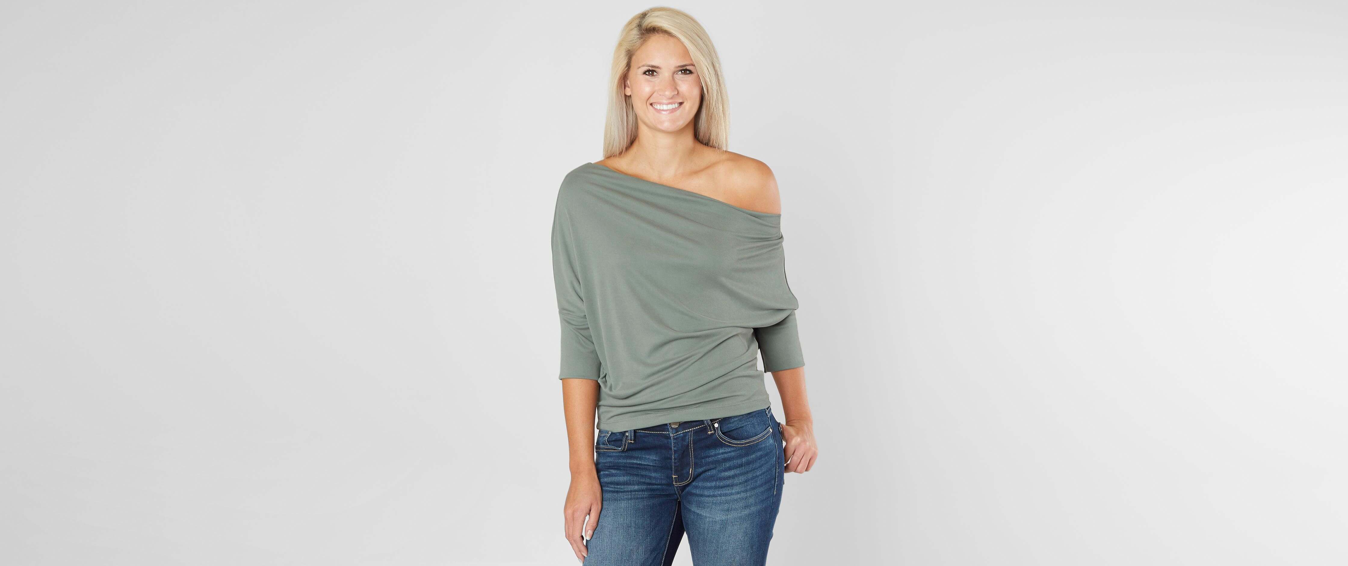 red by BKE Off The Shoulder Dolman Top 