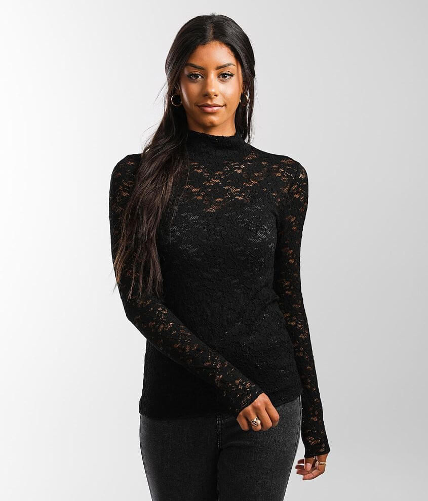 Lace mock outlet neck