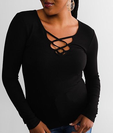 red by BKE Lace-Up Top MISC_DETAIL_1