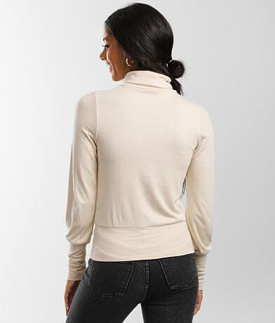 red by BKE Turtleneck Keyhole Top BACK