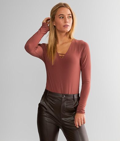 red by BKE Strappy Bodysuit front view