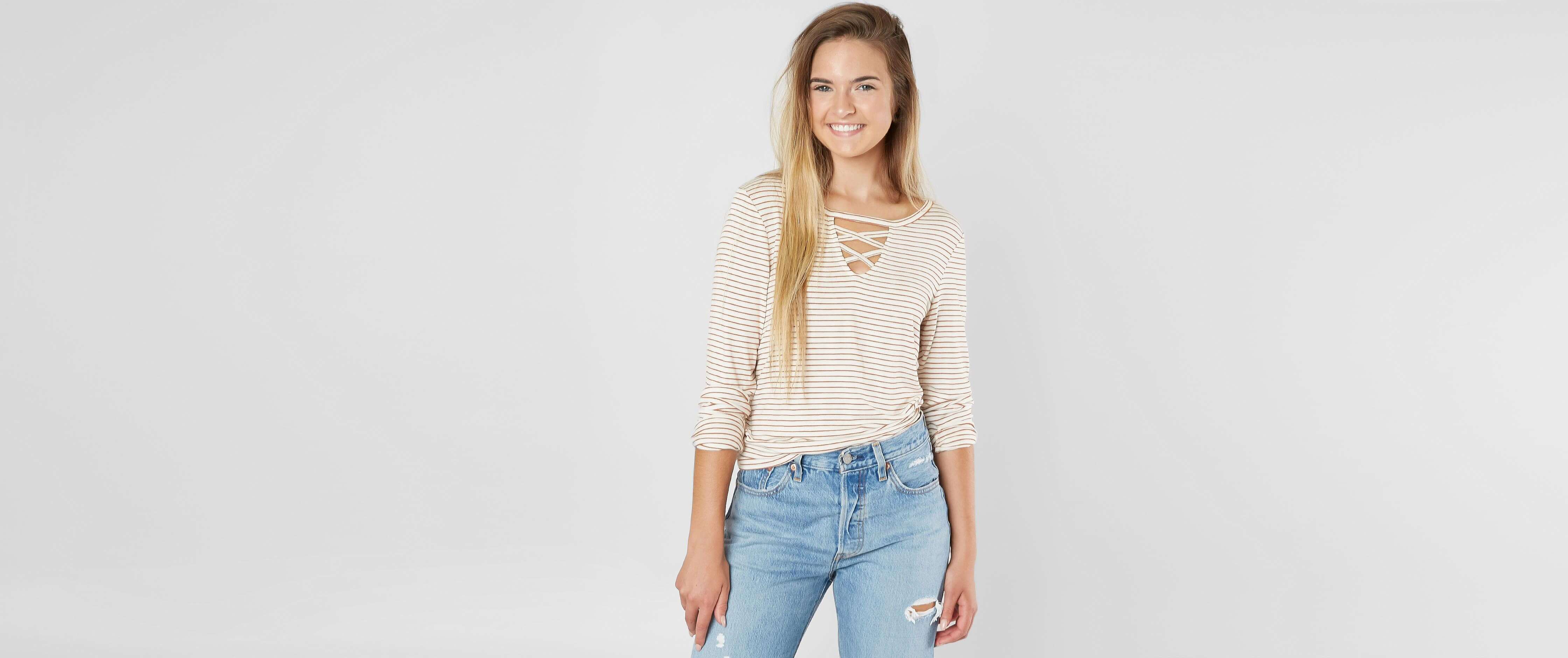 Image of FITZ + EDDI Strappy Striped T-Shirt