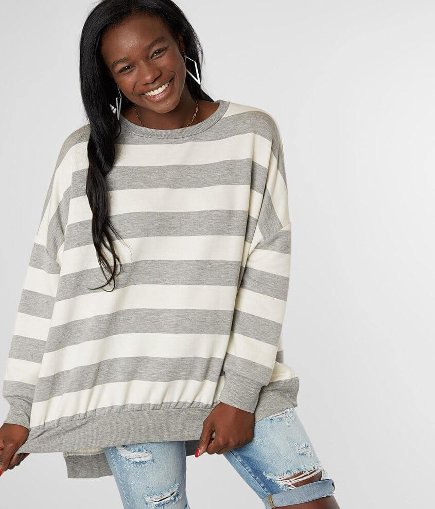 Striped crew hot sale neck sweatshirt