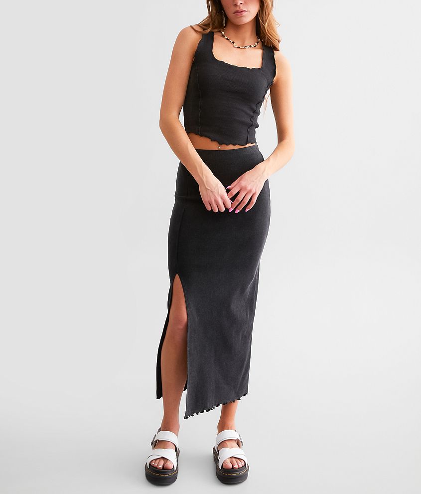 Willow & Root Lettuce Trim Midi Skirt