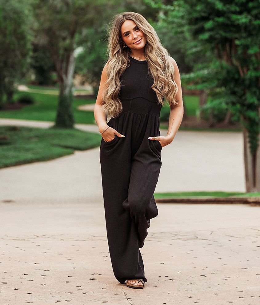 BKE Ribbed Corset Jumpsuit