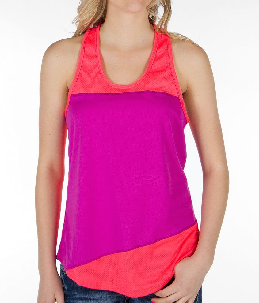 BKE SPORT Pieced Mesh Active Tank Top front view