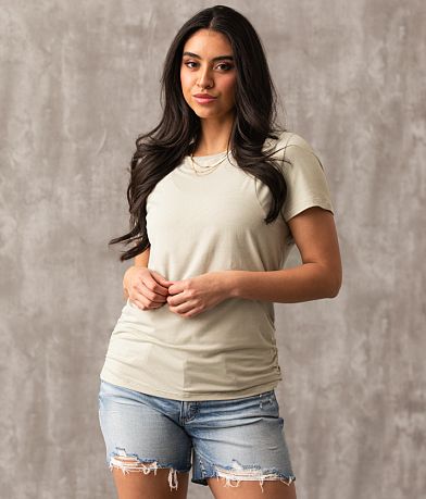 Buckle Black Striped Top front view