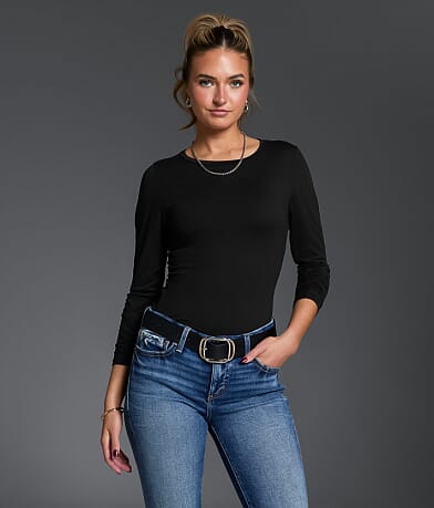 Buckle Black Peached Top front view
