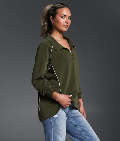 Buckle Black Contrast Trim Pullover front view